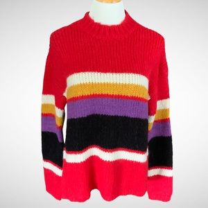 NWT Sanctuary Wool-Blend Pullover Party Stripe Sweater Long-Sleeve